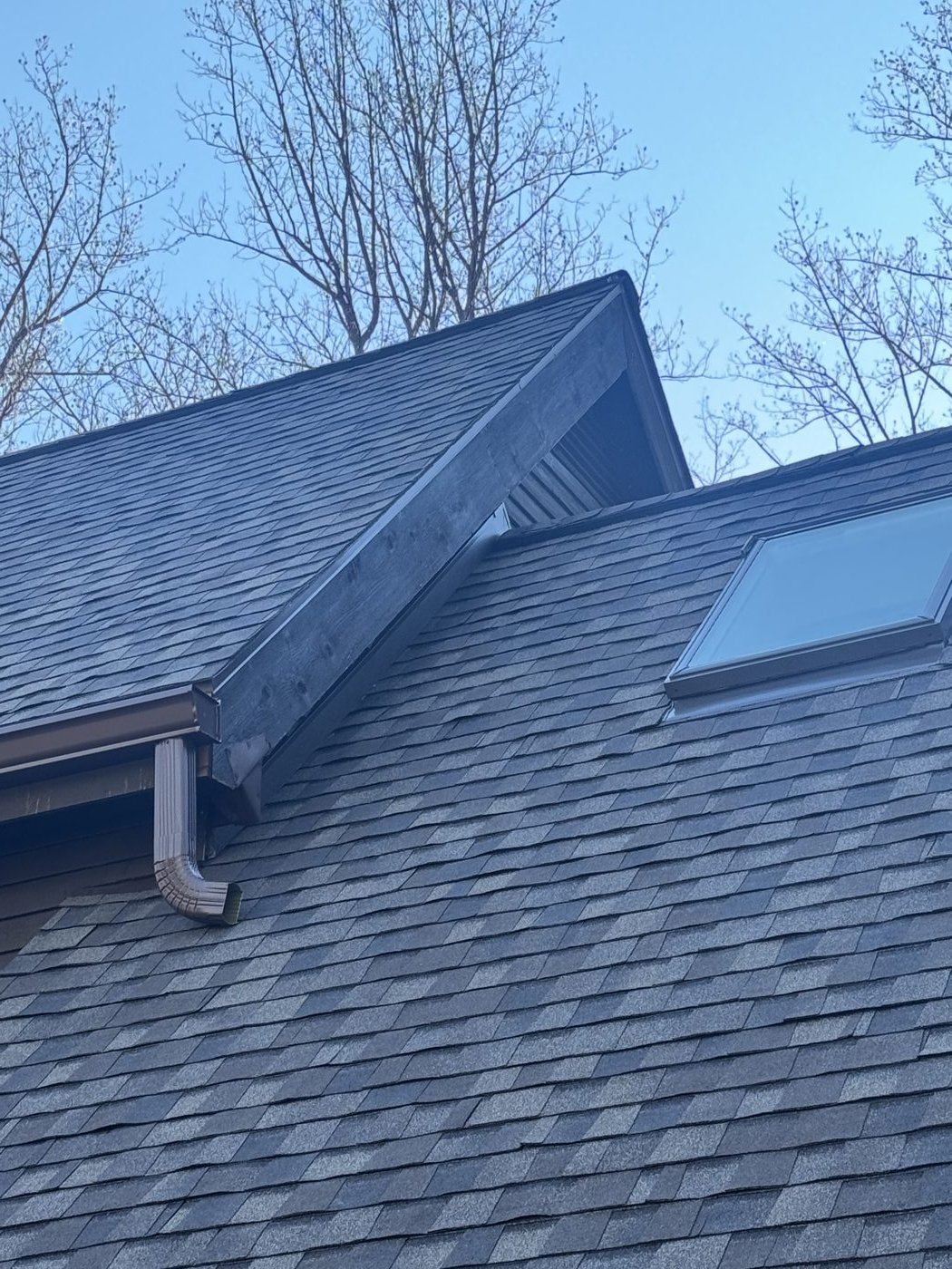 Custom skylight and gutter detail CertainTeed Landmark Pro Driftwood Timonium